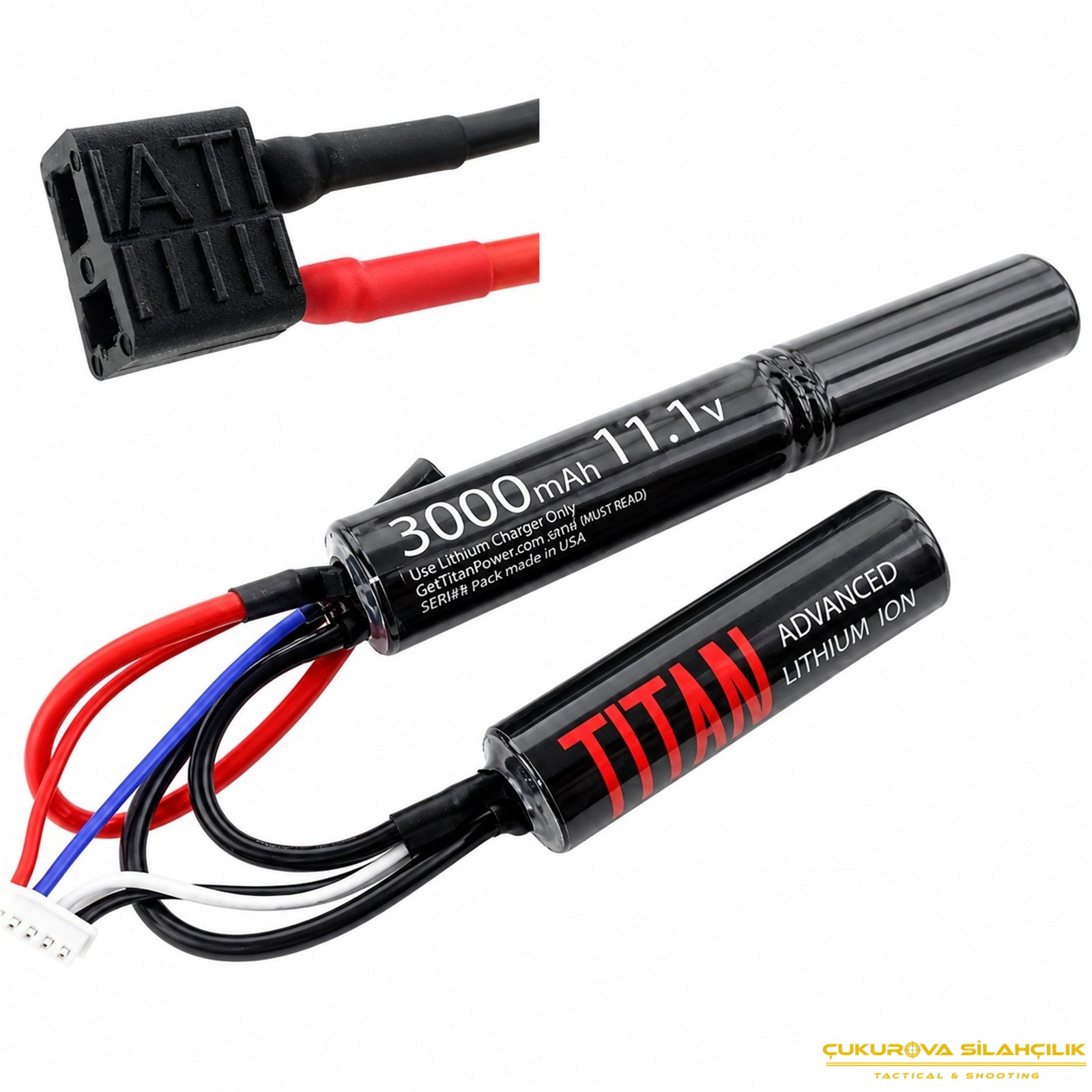 Titan 3000mAh 11.1 V Nunchuck T-Plug Deans Airsoft Li Ion Pil